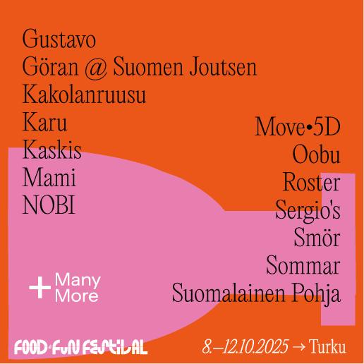 Eatery Alex 1917, Gustavo, Kakolanruusu, Karu, Kaskis, Move 5D, Oobu, Roster, Sergio's, Smör, Suomalainen Pohja + Many More